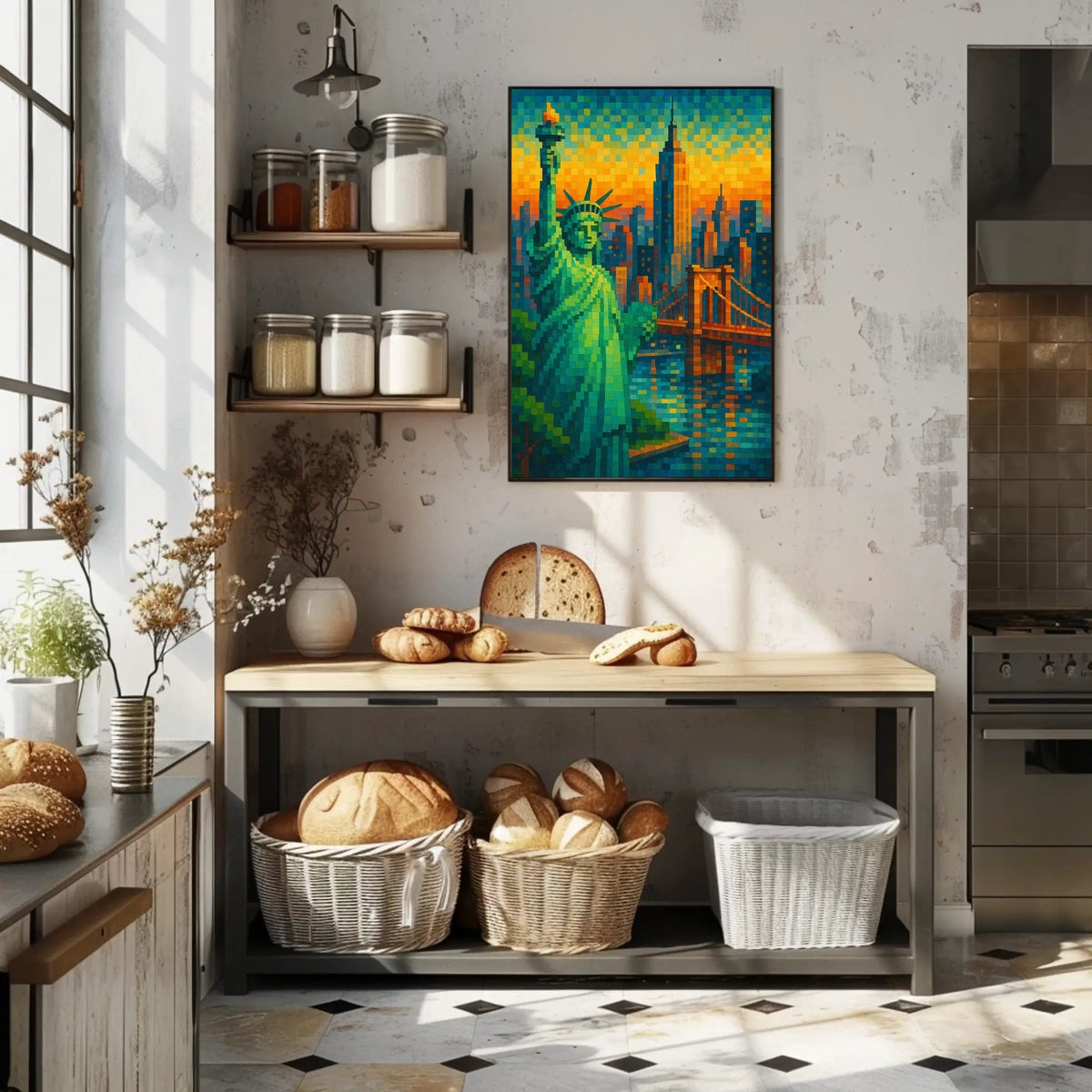 Pixelated New York Dreamscape Poster For Modern Home Decor