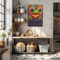 Whimsical Frog DJ Art Print: Abstract, Artistic, or Pop Culture Poster