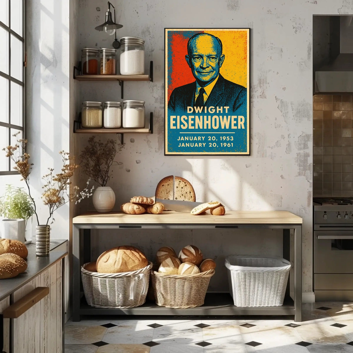 Dwight Eisenhower Patriotic Retro Portrait Poster