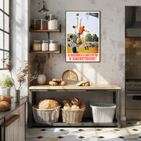 Dynamic Vintage Basketball Scene with Soviet Propaganda Sports Poster