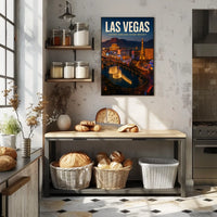 Las Vegas Poster Dreams Shine Bright Skyline Travel Decor