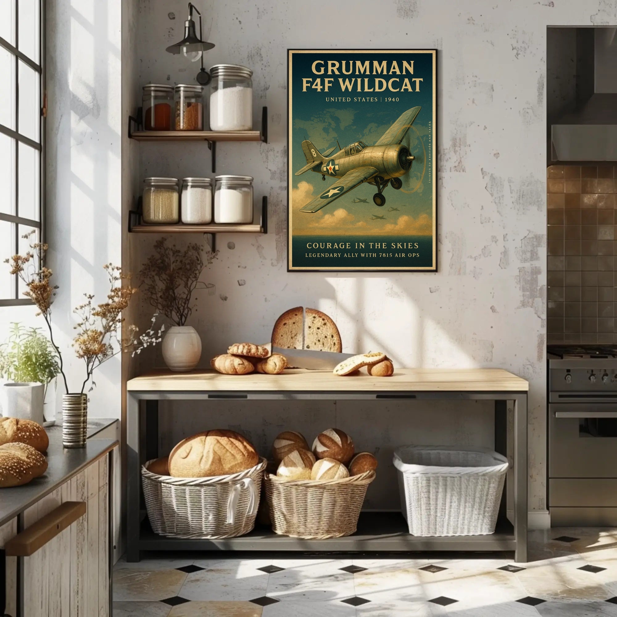 Grumman F4F Wildcat Vintage Aviation Poster Print