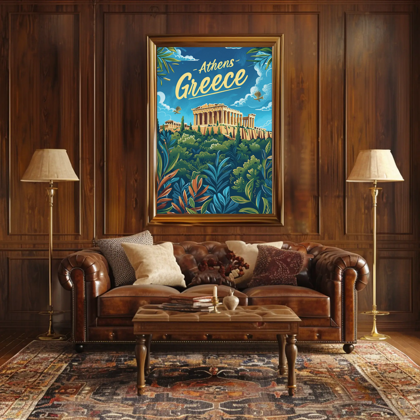 Athens Greece Ancient Acropolis View Travel Poster