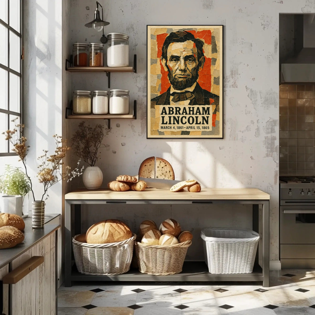 Abraham Lincoln 16th President of the United States Layered paper Collage Poster
