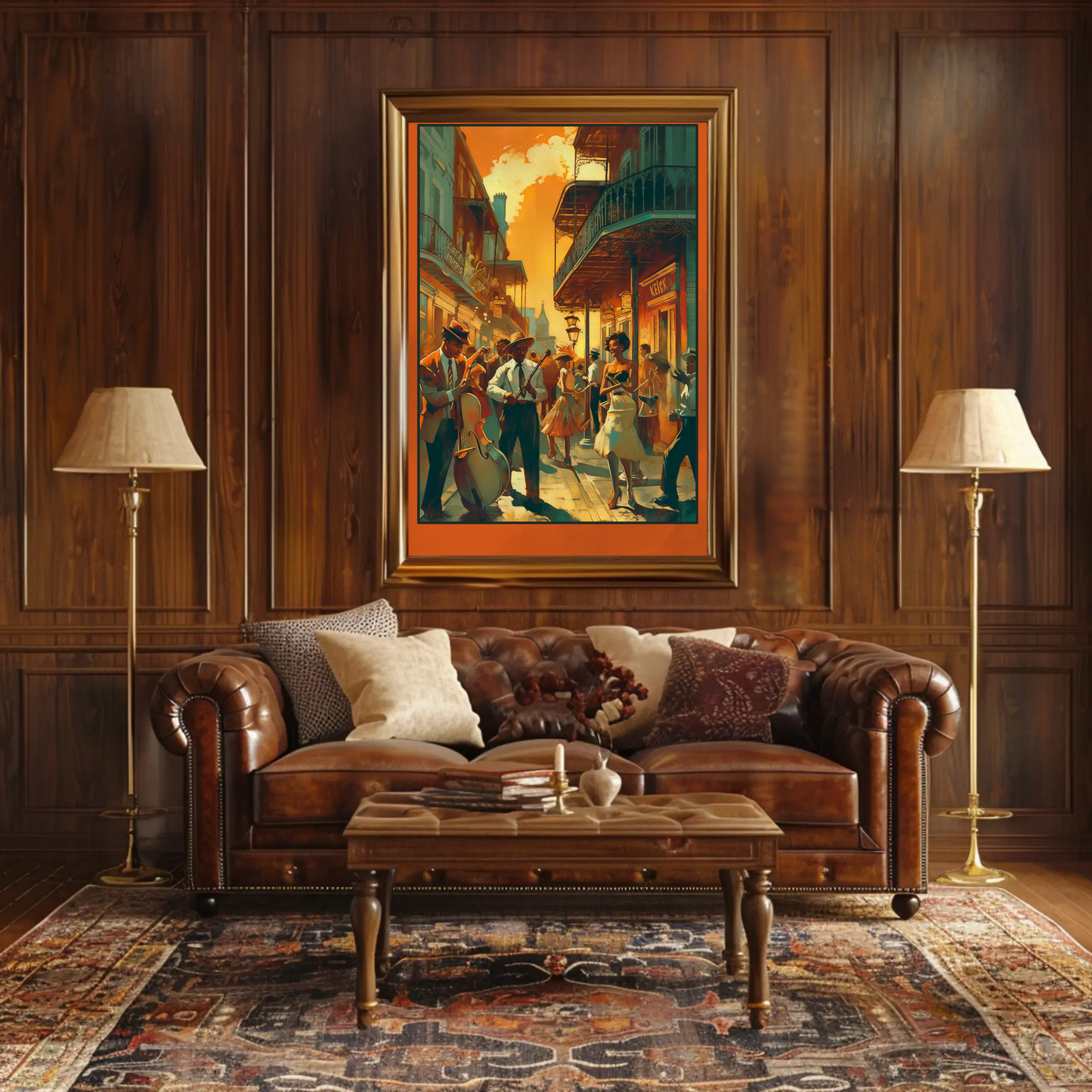 New Orleans French Quarter Jazz Scene Travel Poster