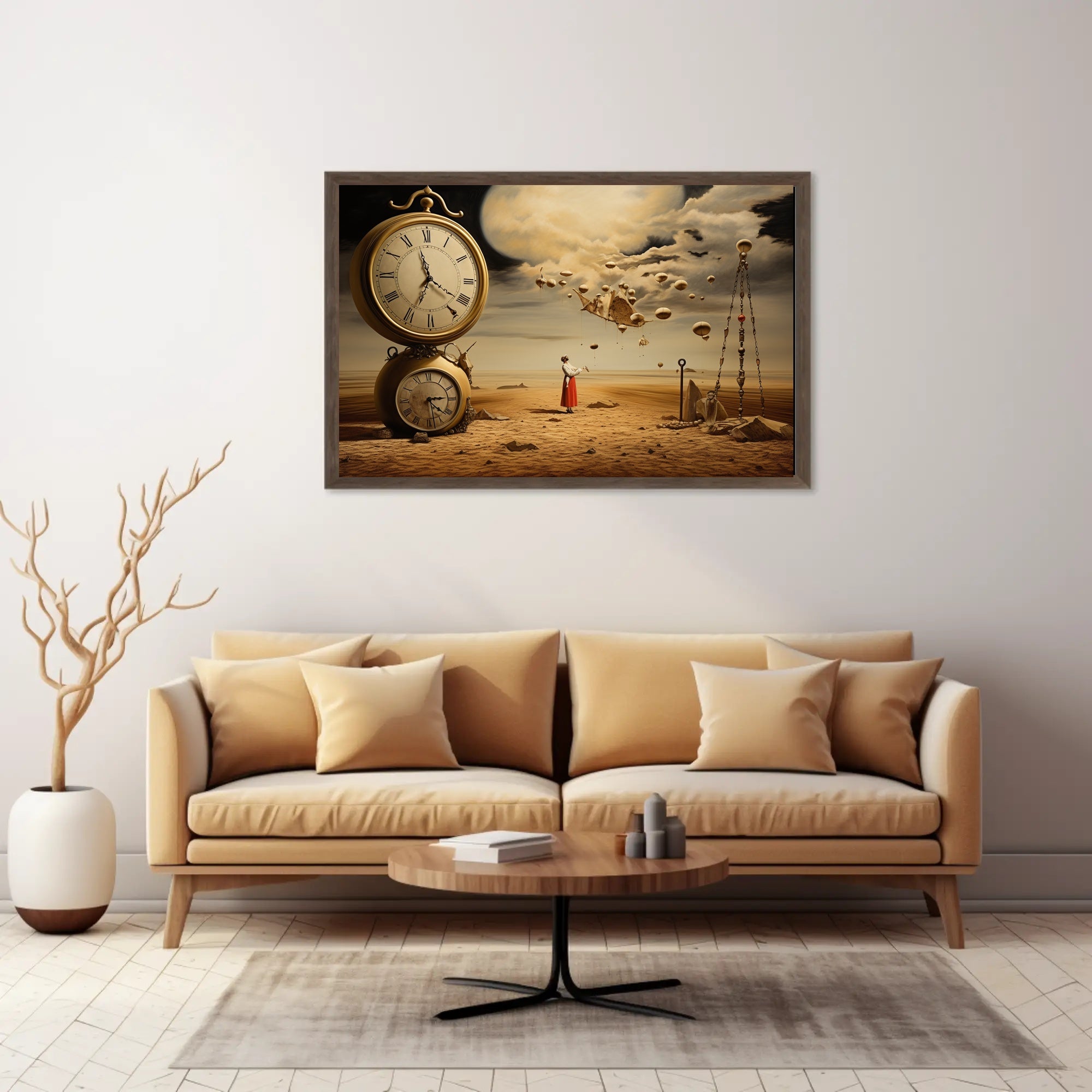 Surreal Dreamscape with Moon and Clocks - Fantasy Poster