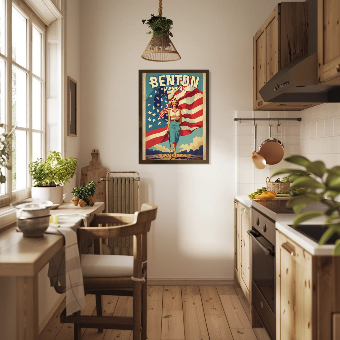 Benton Arkansas Pinup Patriot Vintage Travel Poster