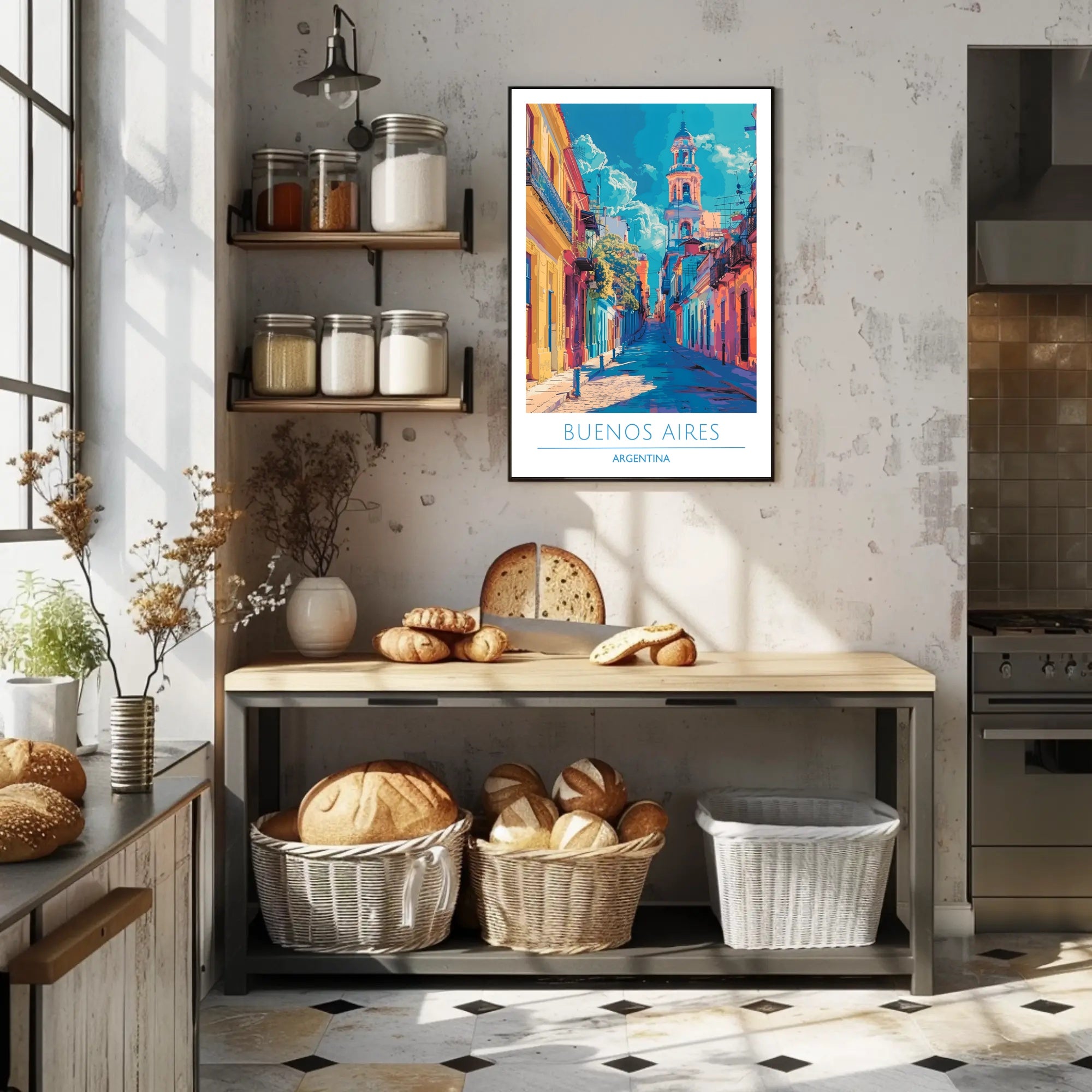 Vibrant Buenos Aires Urban Scene Impressionistic Urban or Cityscape Poster