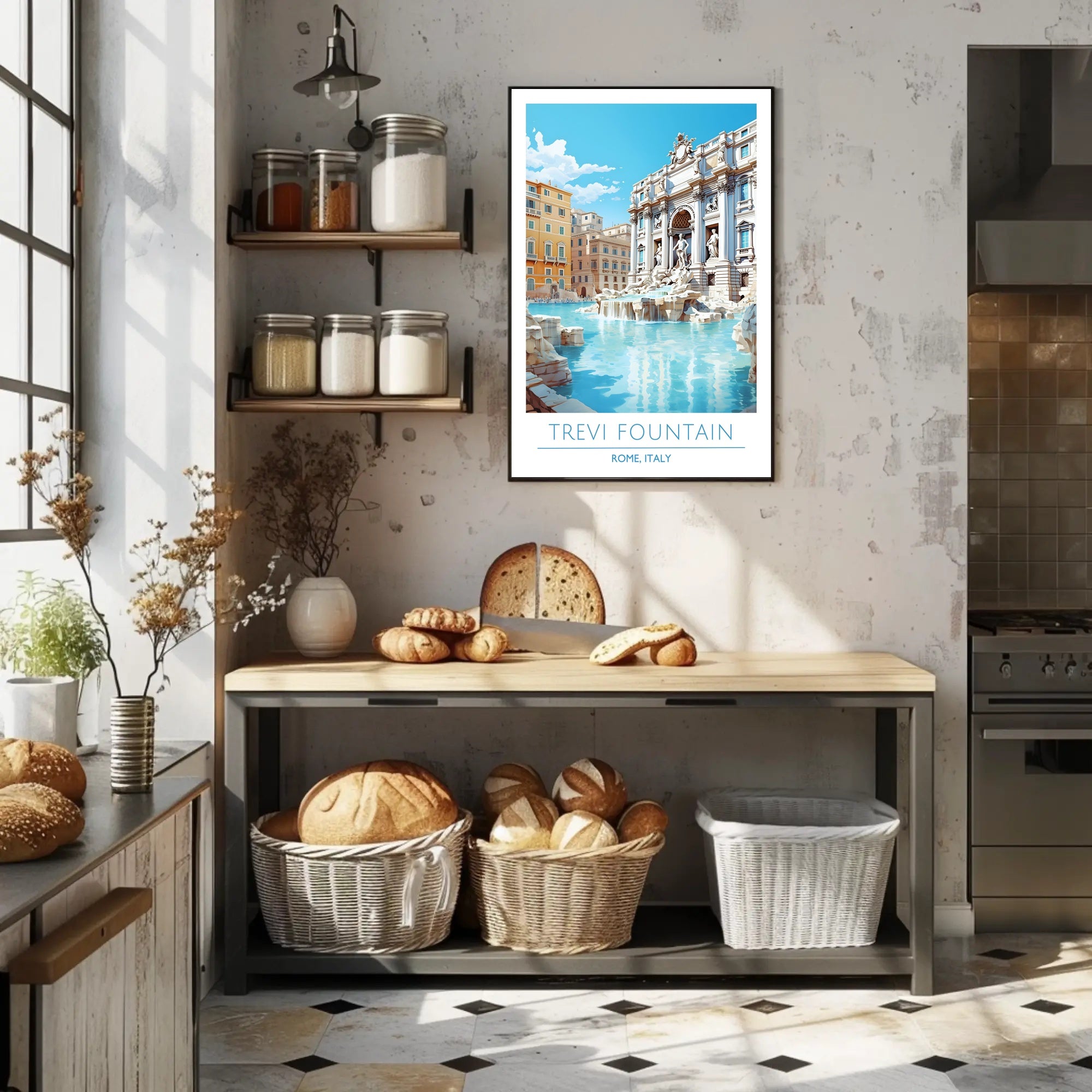 Trevi Fountain Artistry in Rome Travel Poster