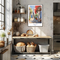 Crete Street Scene: Idyllic and Inviting Travel Poster PosterGoat