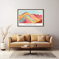 Vibrant Rainbow Mountains Abstract Artistic Poster