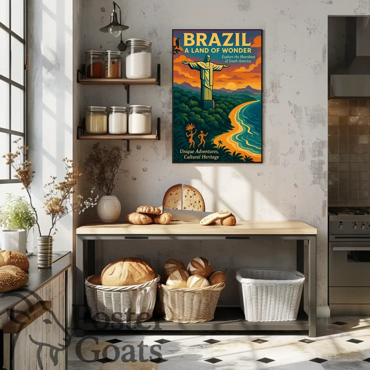 Brazilian Adventures Await: Vibrant Vintage Travel Poster