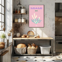 Miami Beach Coral Fantasy Travel Poster PosterGoat