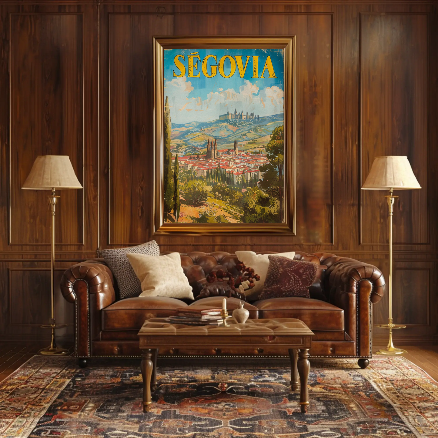 Segovia Historic Hillside Castle Town Travel Poster