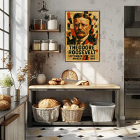 Theodore Roosevelt 26th President of the United States Layered paper Collage Poster