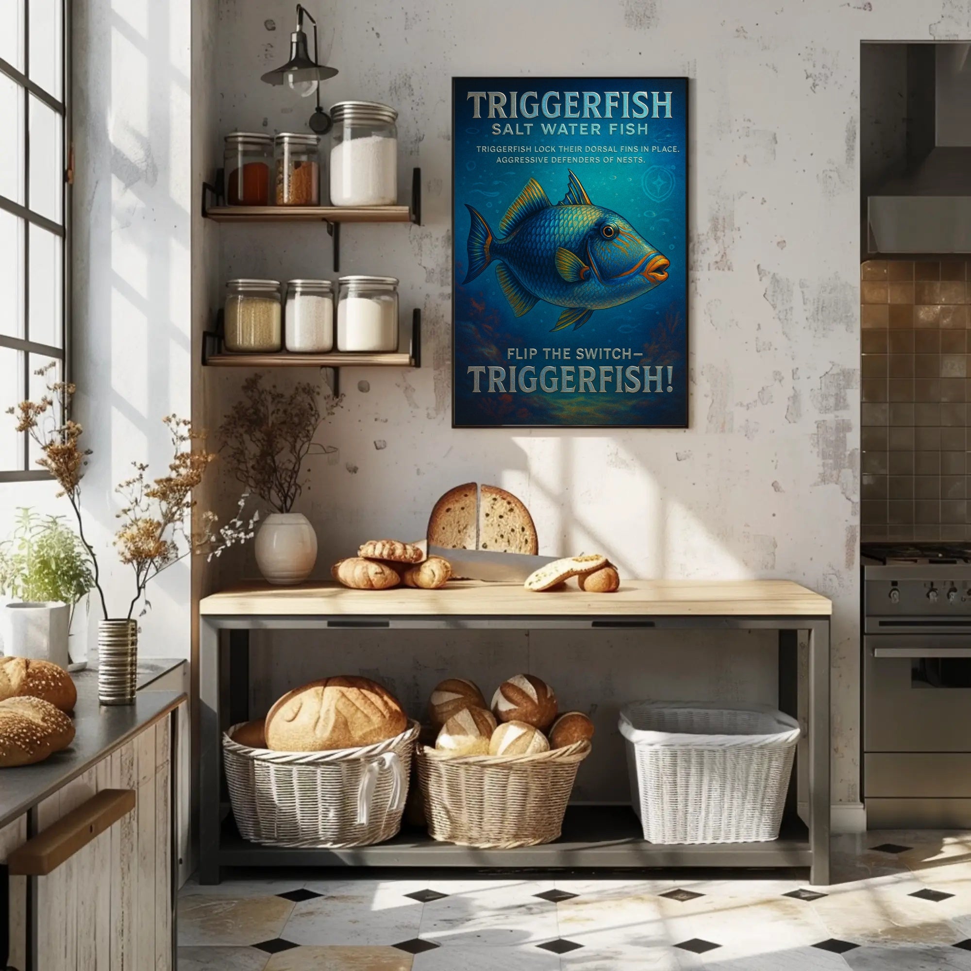 Triggerfish Ocean Art Print: Educational Animal Poster