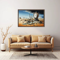 Surreal Landscape Art Poster with Pocket Watch and Nature Fusion