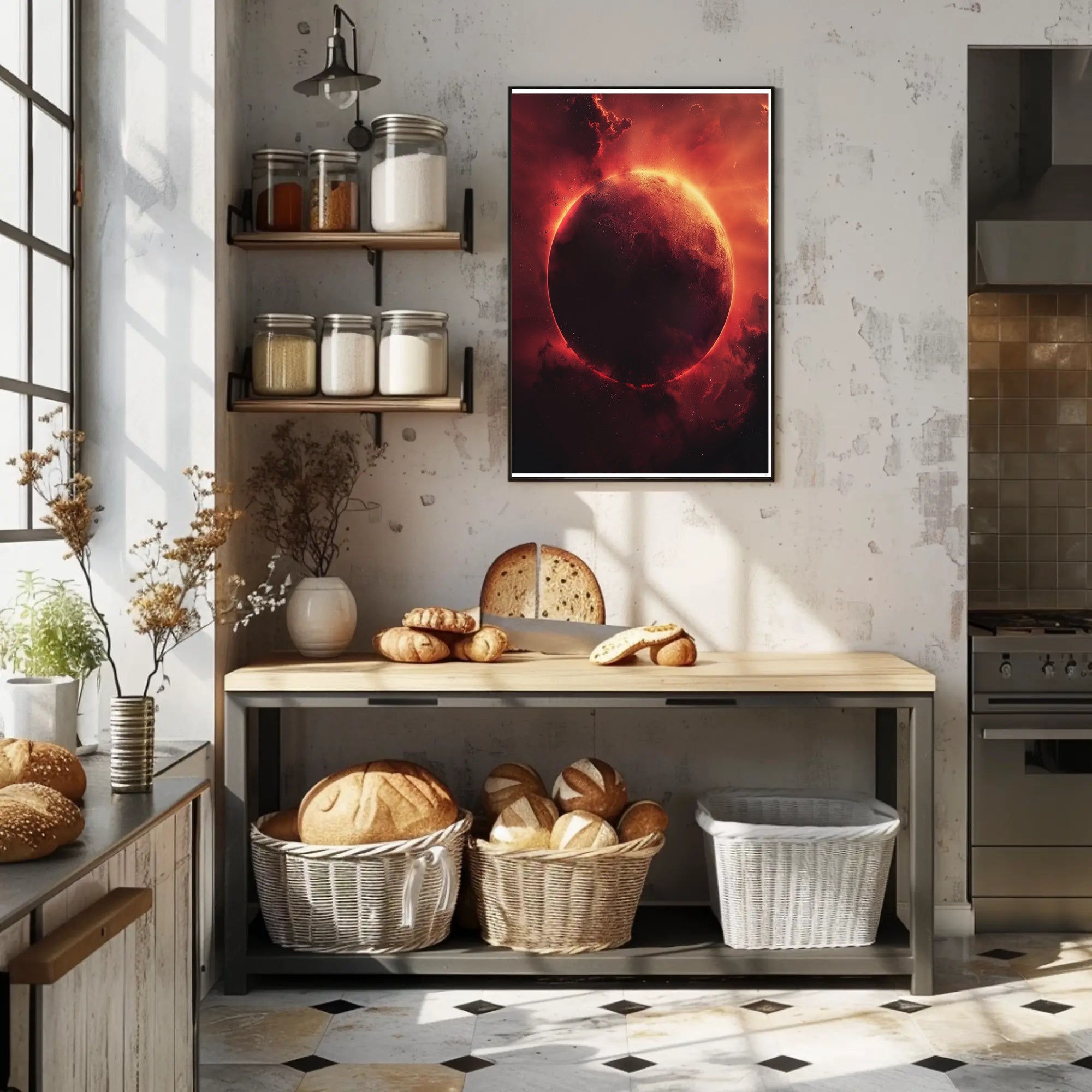 Celestial Red Planet Sci-Fi Art Poster PosterGoat