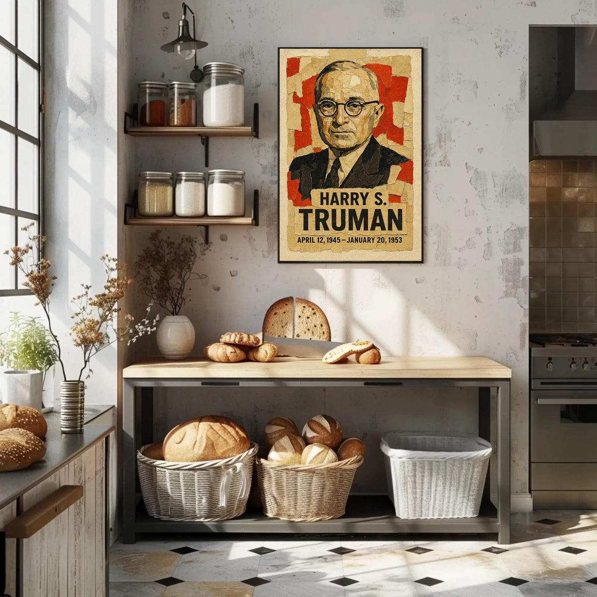 Harry S. Truman 33rd President of the United States Layered paper Collage Poster