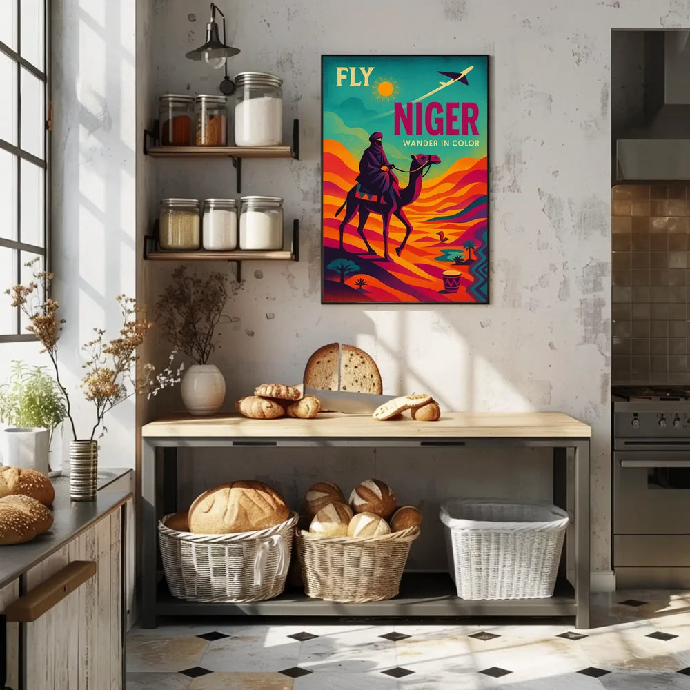 Fly Niger Wander in Color Travel Poster PosterGoat