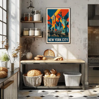 New York City Iconic Landmarks Poster Modern Wall Art