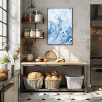 Serene Blue Abstract Marble Waves Art Poster