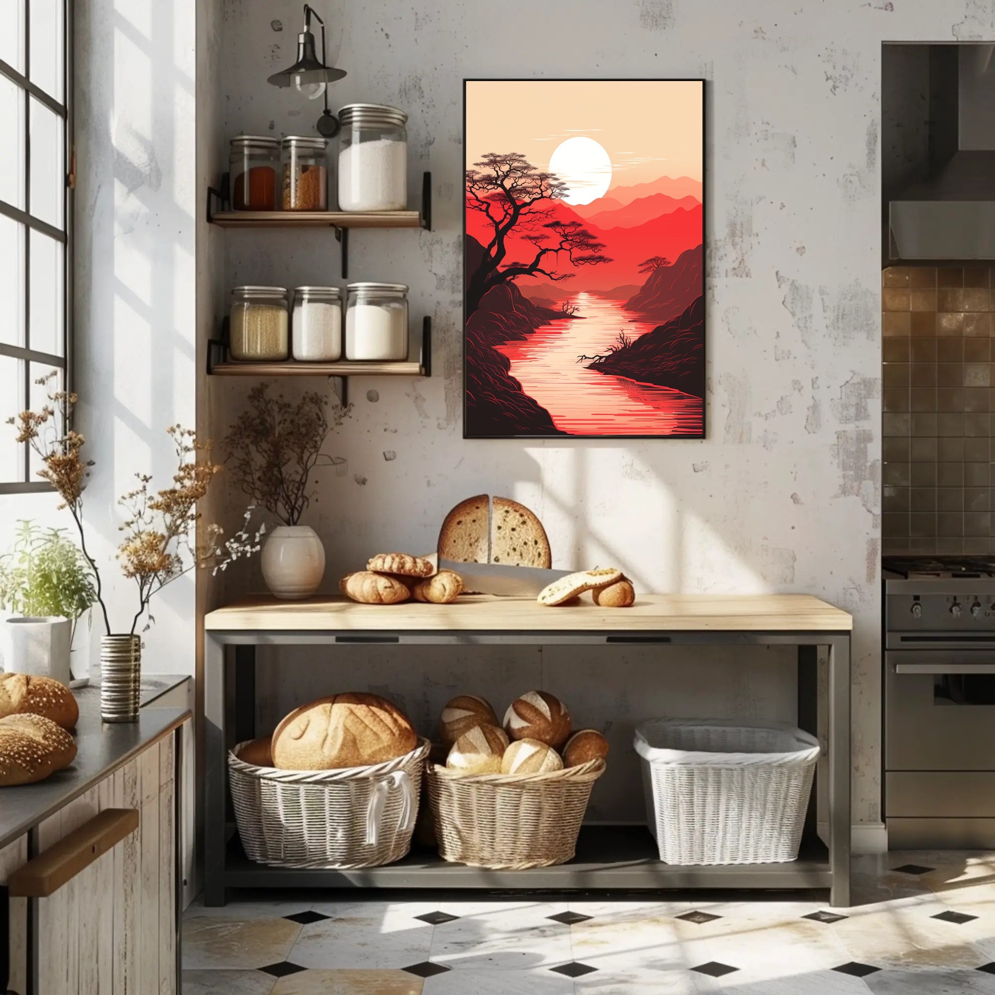 Tranquil Sunset Over Red Mountains Poster