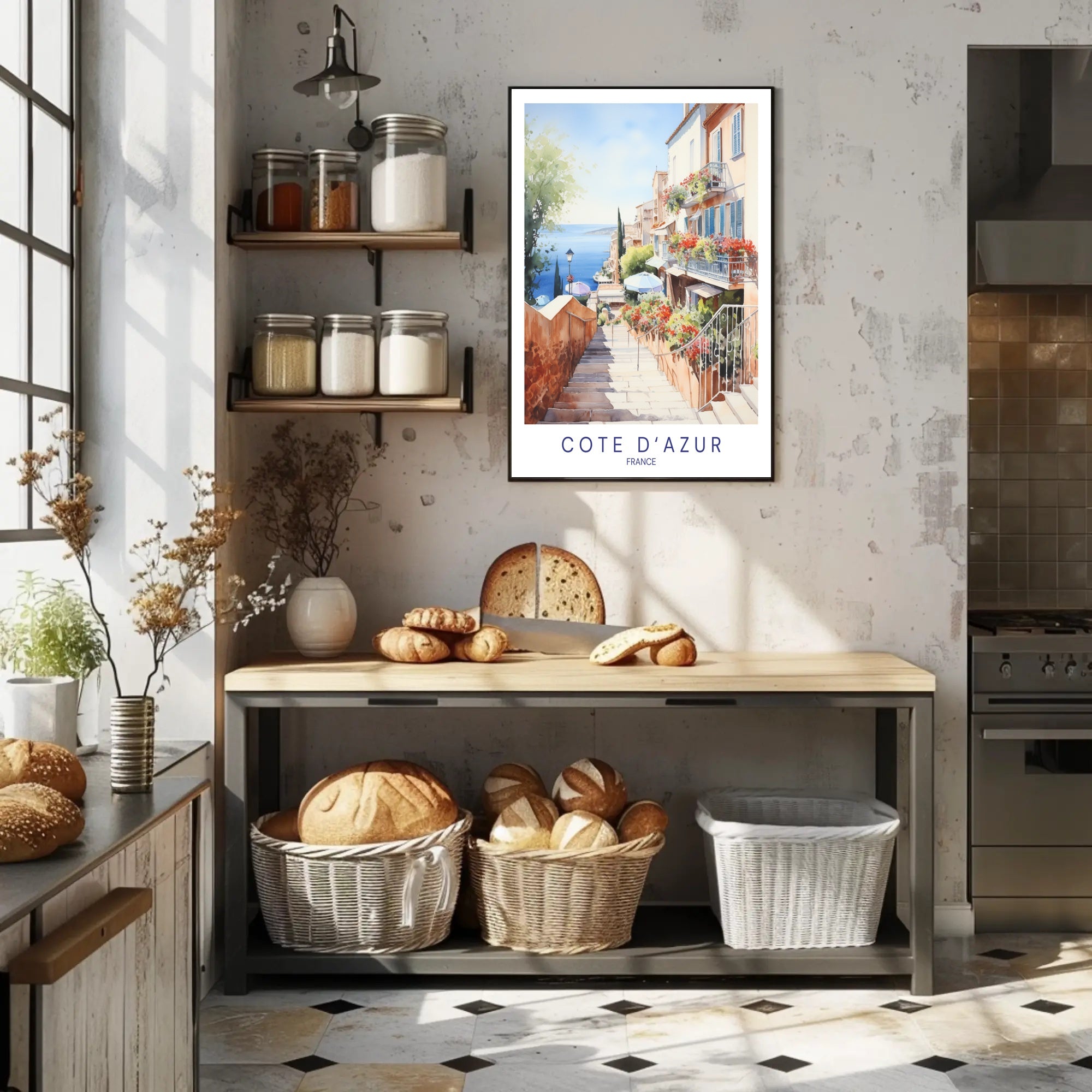Côte d'Azur Watercolor Scenic Travel Poster PosterGoat