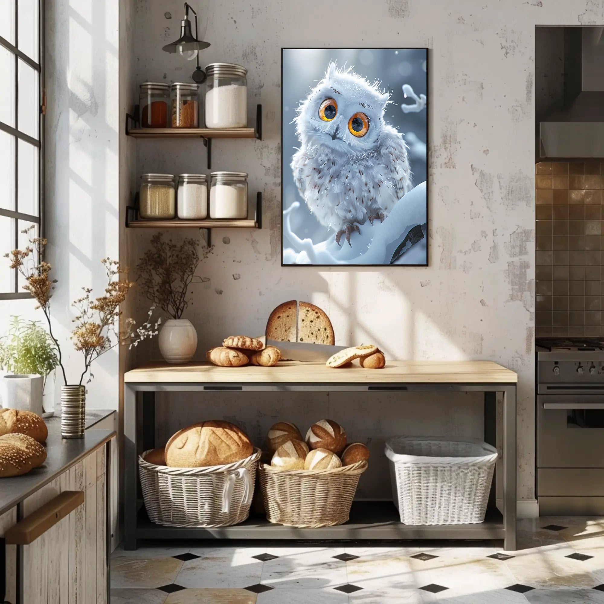 Enchanting Winter Owl Photorealistic Art Poster PosterGoat