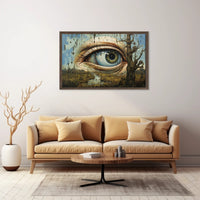 Surrealist Eye in Dystopian Post-Apocalyptic Landscape Poster