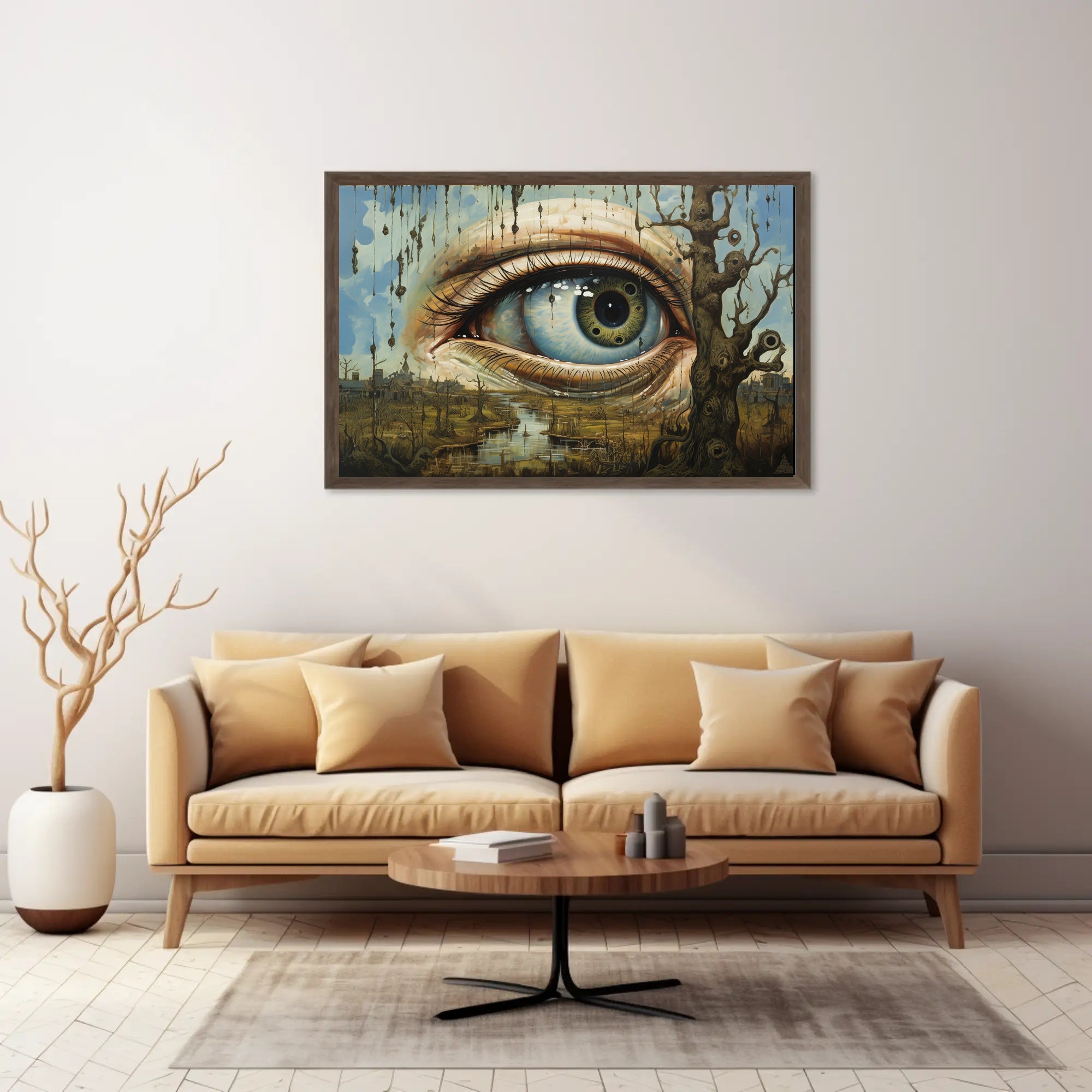 Surrealist Eye in Dystopian Post-Apocalyptic Landscape Poster