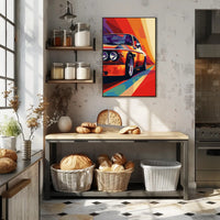 Classic Car Pop Art Poster in Vibrant Illustration PosterGoat