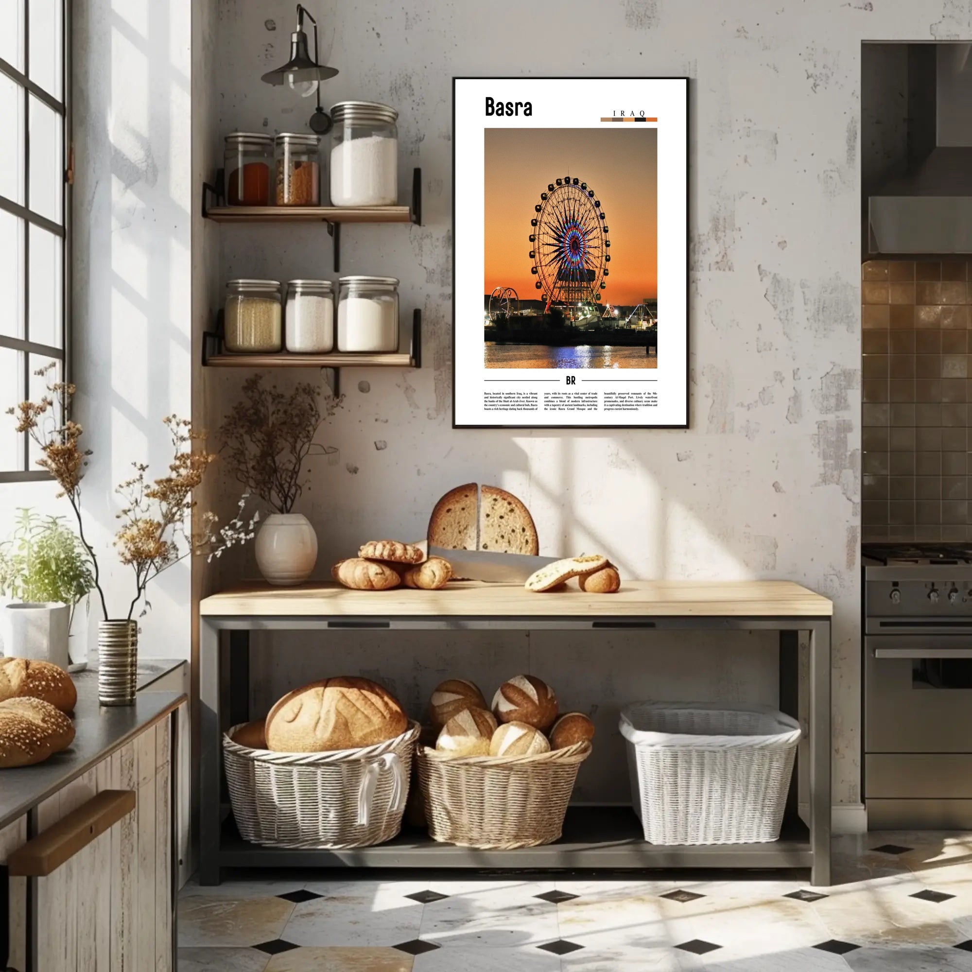 Basra Evening Ferris Wheel Urban or Cityscape Poster PosterGoat