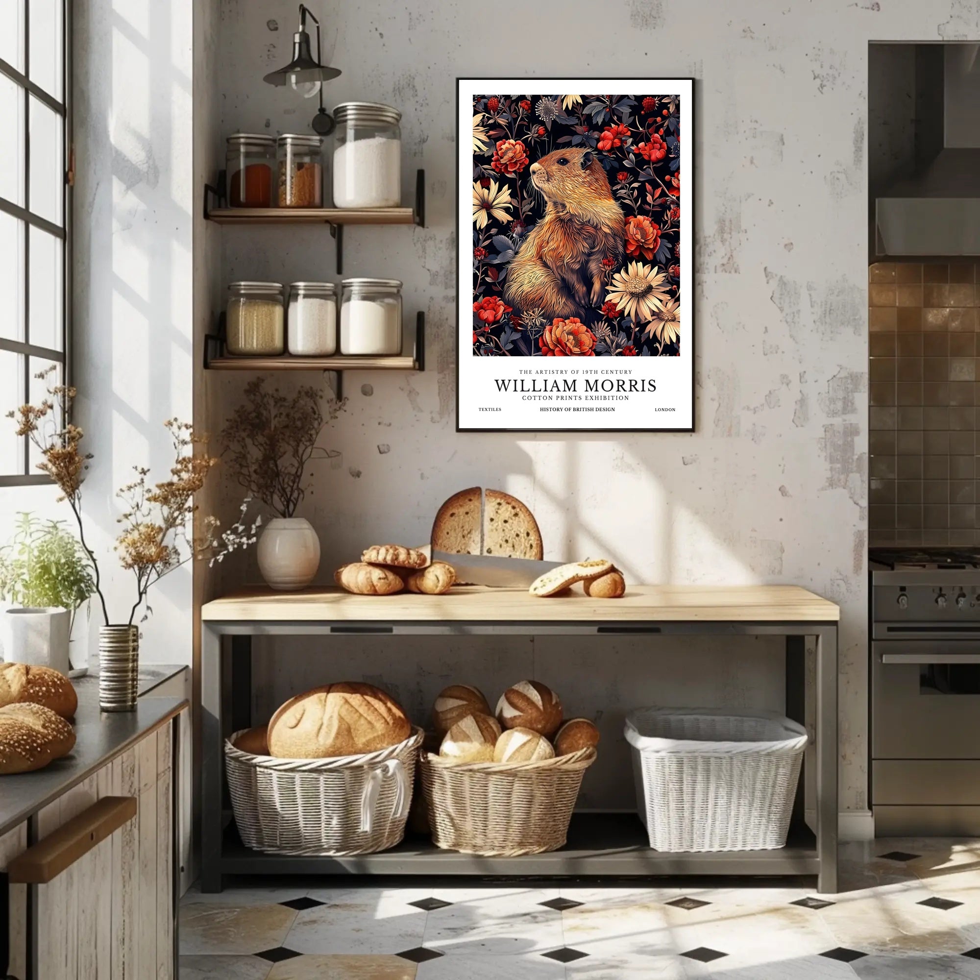 Artistic Marmot Floral Pattern: Abstract or Artistic Poster