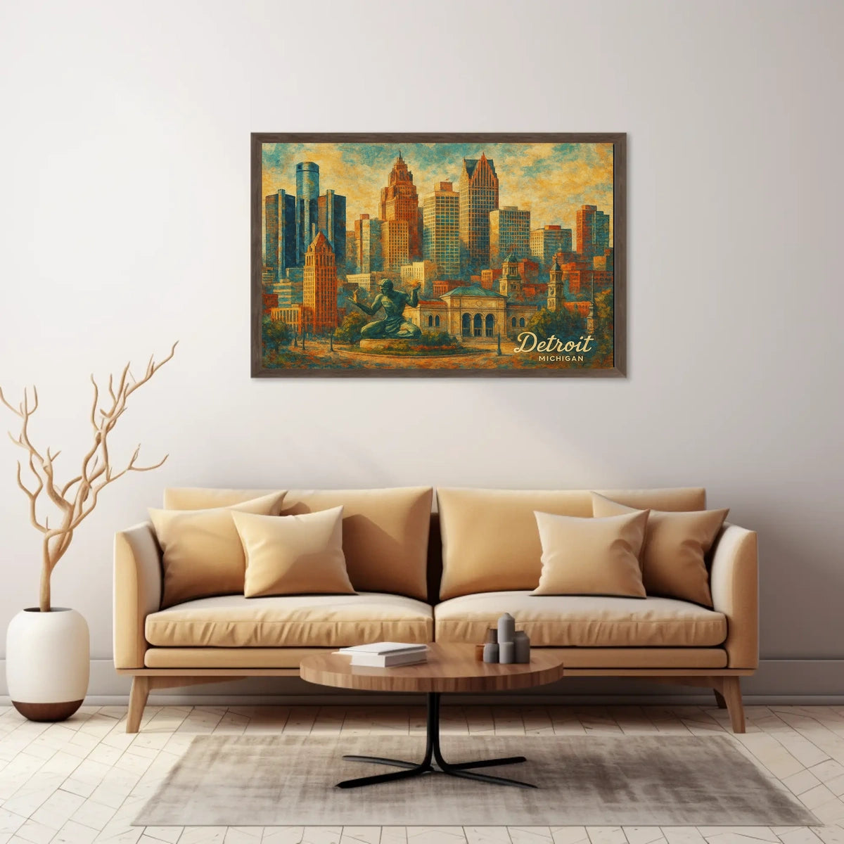 Detroit Skyline Art Poster