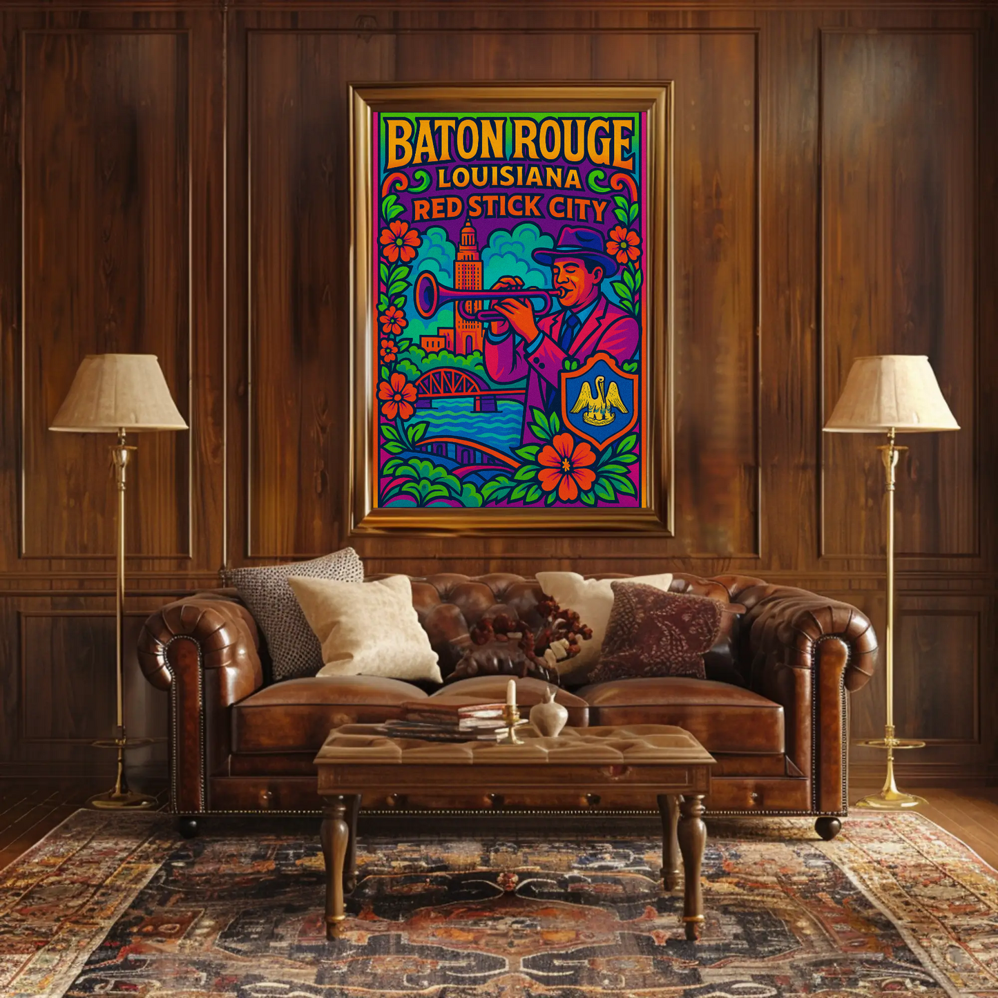 Baton Rouge Red Stick City Travel Poster