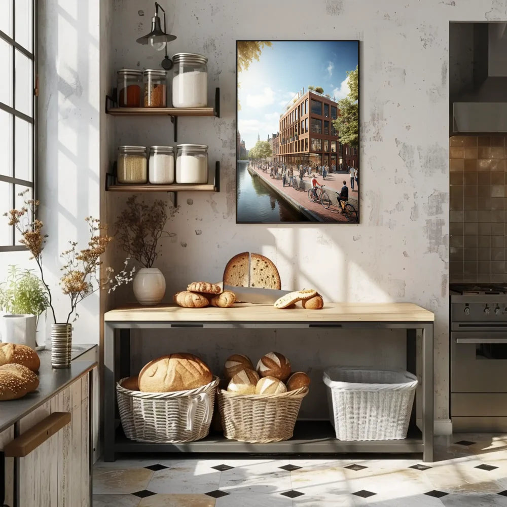 Modern Urban Scene Poster: Vibrant City Life