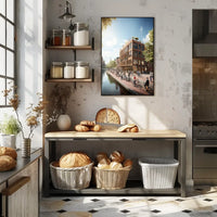 Modern Urban Scene Poster: Vibrant City Life