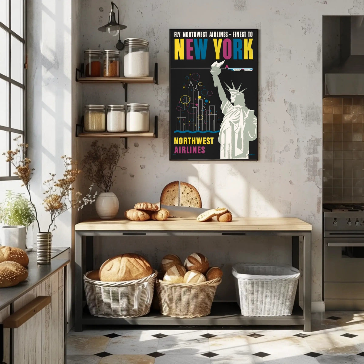 Fly Northwest Airlines Poster Vintage Travel Wall Art