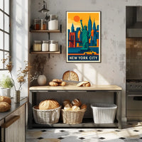 New York City Iconic Landmarks Poster Modern Wall Art