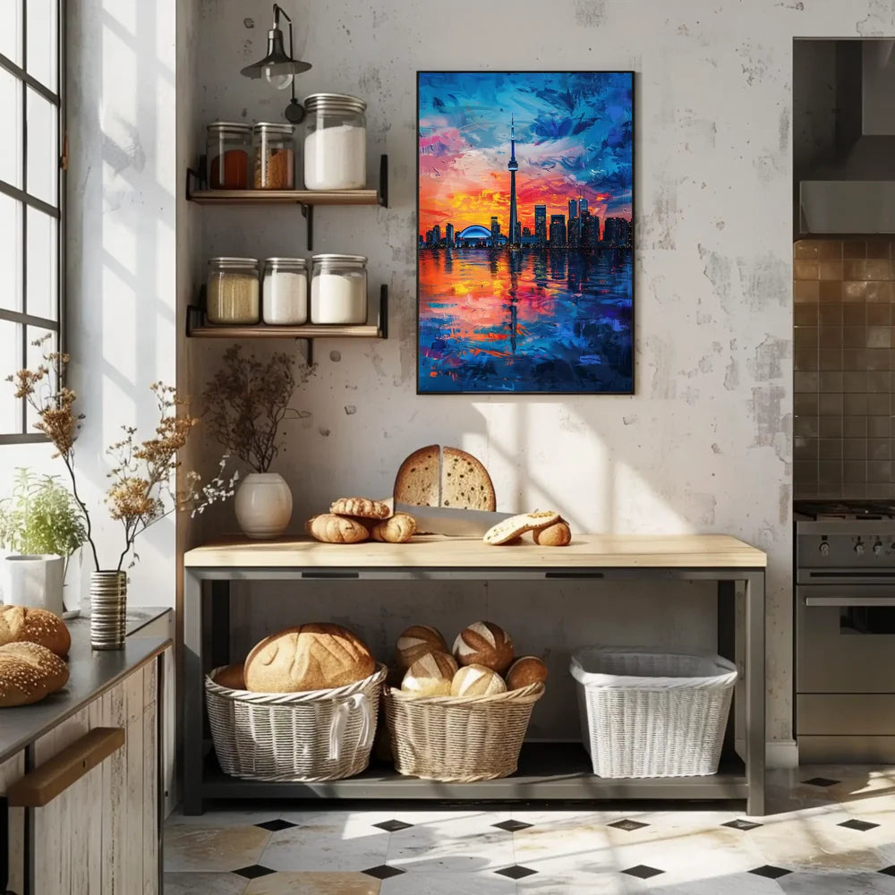 Toronto Skyline Sunset: Impressionistic Urban Art Poster