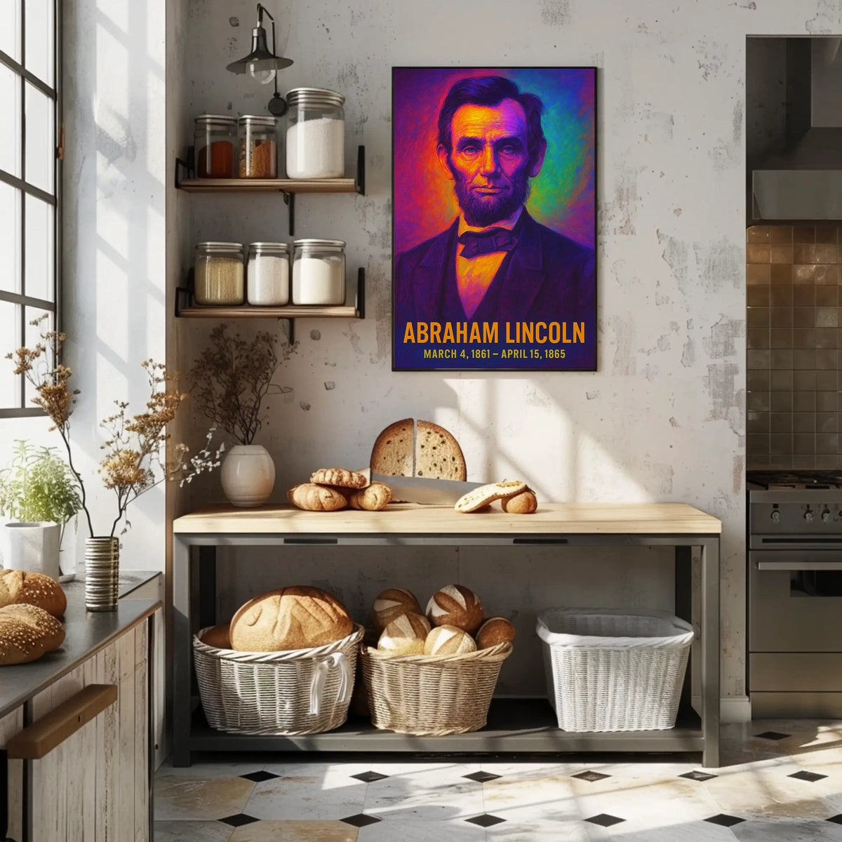 Abraham Lincoln 16th President of the United States Neon Gradient Overlay Poster