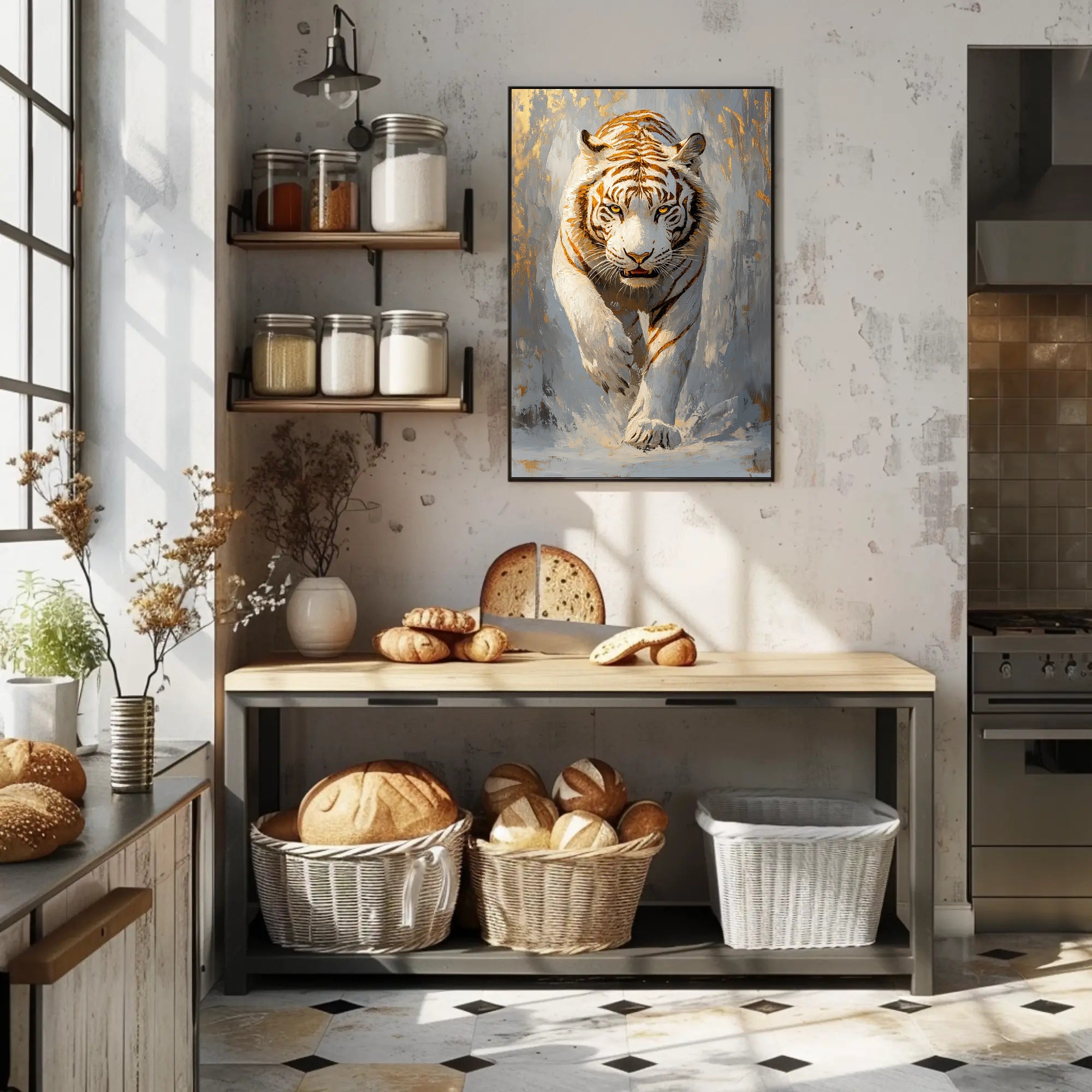 Majestic White Tiger Artistic Animal Poster