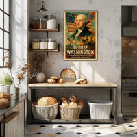 George Washington 1st President of the United States Layered Digital Collage Poster