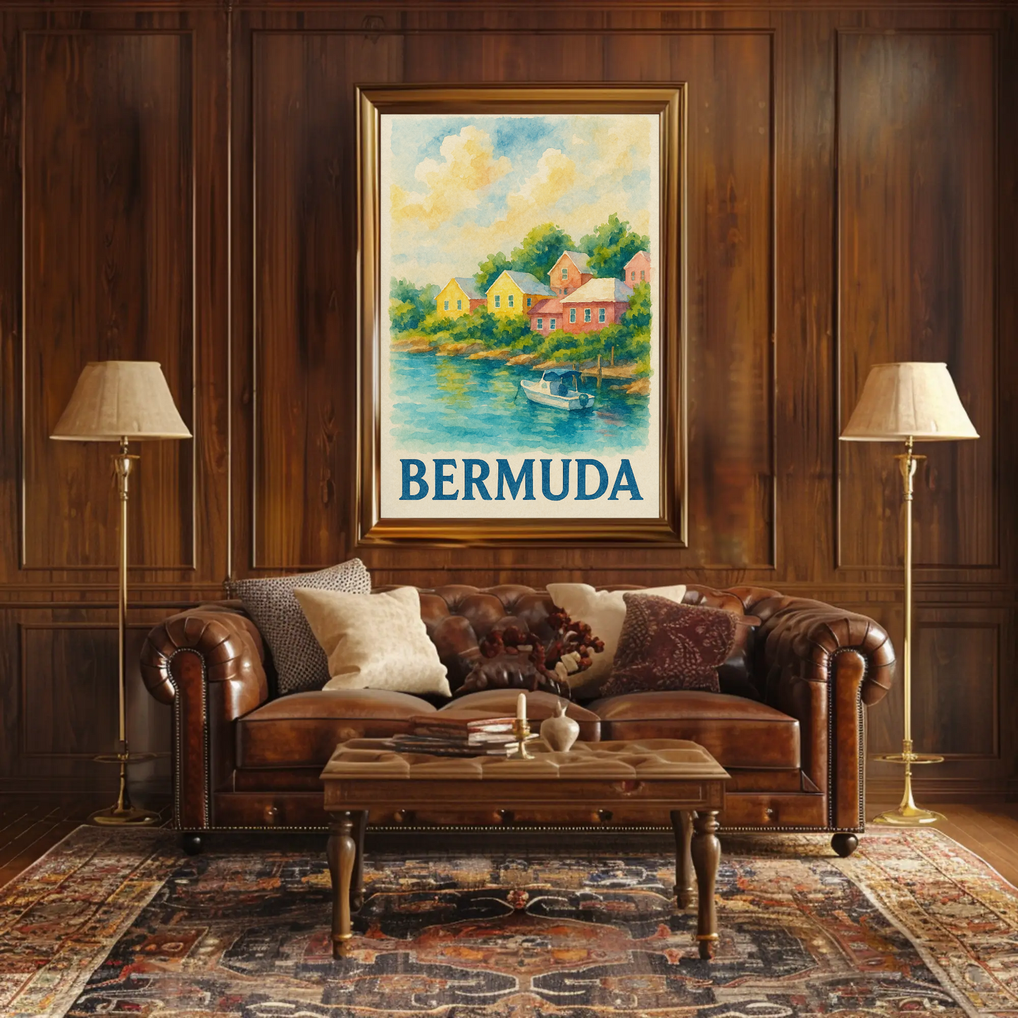 Bermuda Coastal Village Travel Poster