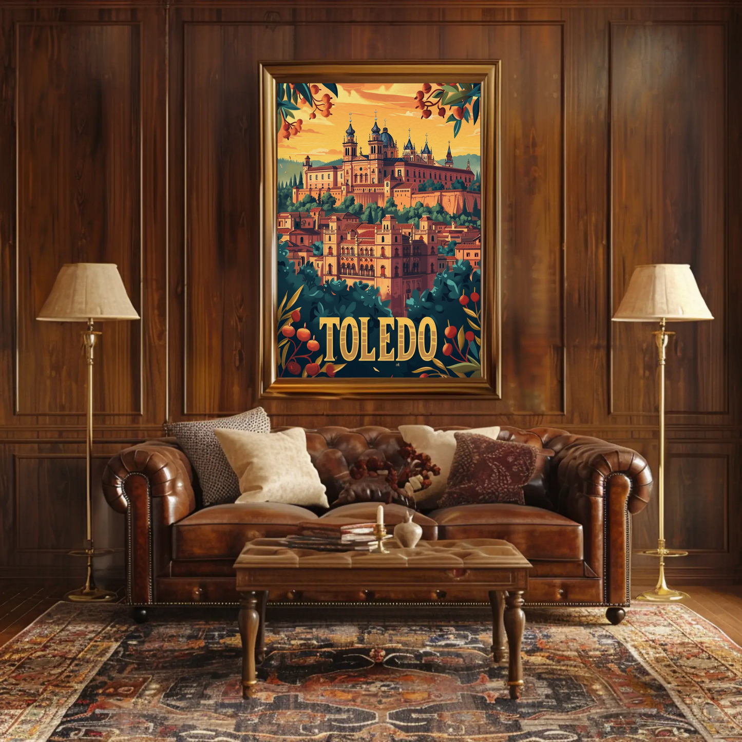Toledo Sunset Cathedral Hill City Travel Poster