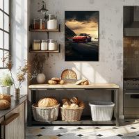 Sunset Drive Red Sports Car Poster