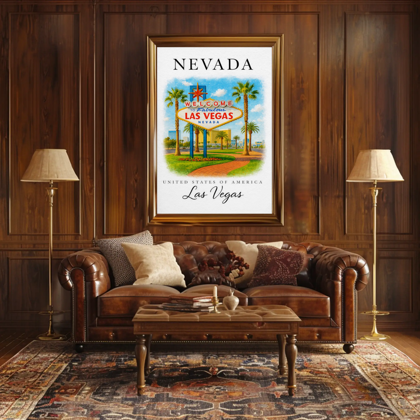 Las Vegas Nevada Welcome Sign Palm Trees Poster Poster