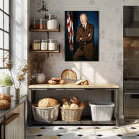 Presidential Pose with Flag – Dwight D. Eisenhower Poster