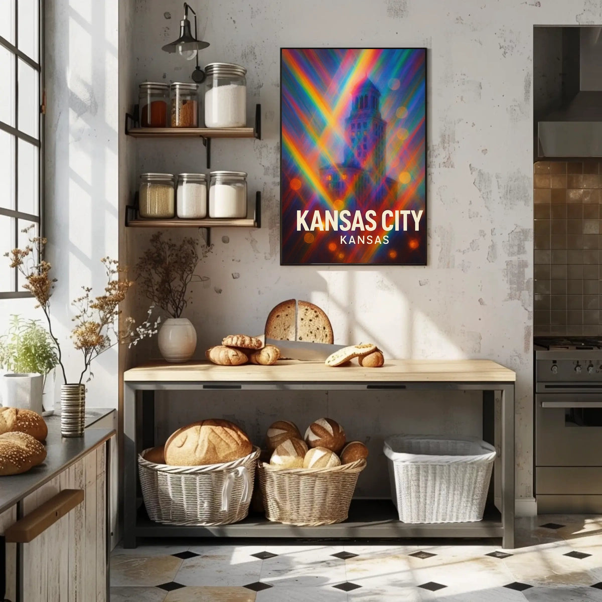 Kansas City Abstract Surrealism Urban Dreamscape Poster